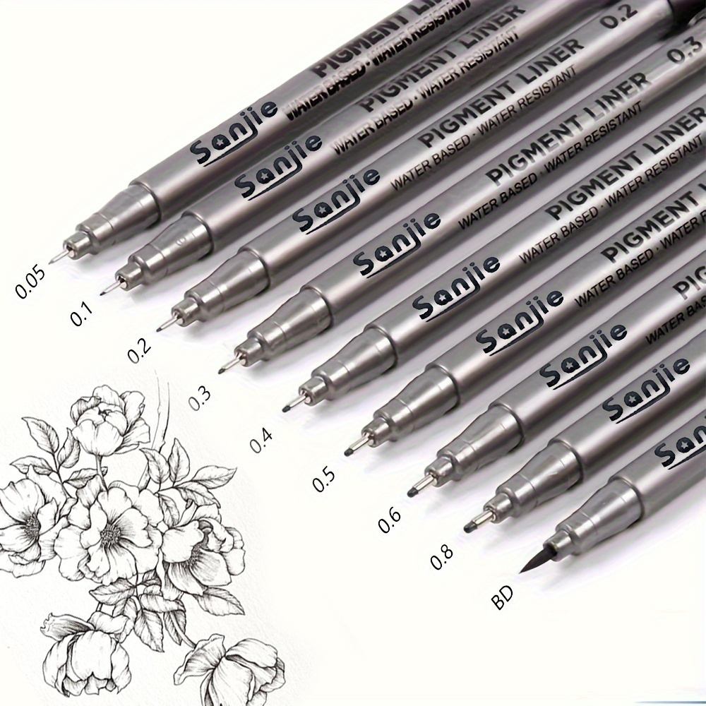 Correction Pen Fine - 9-Piece Fine Line Waterproof Ink Pen