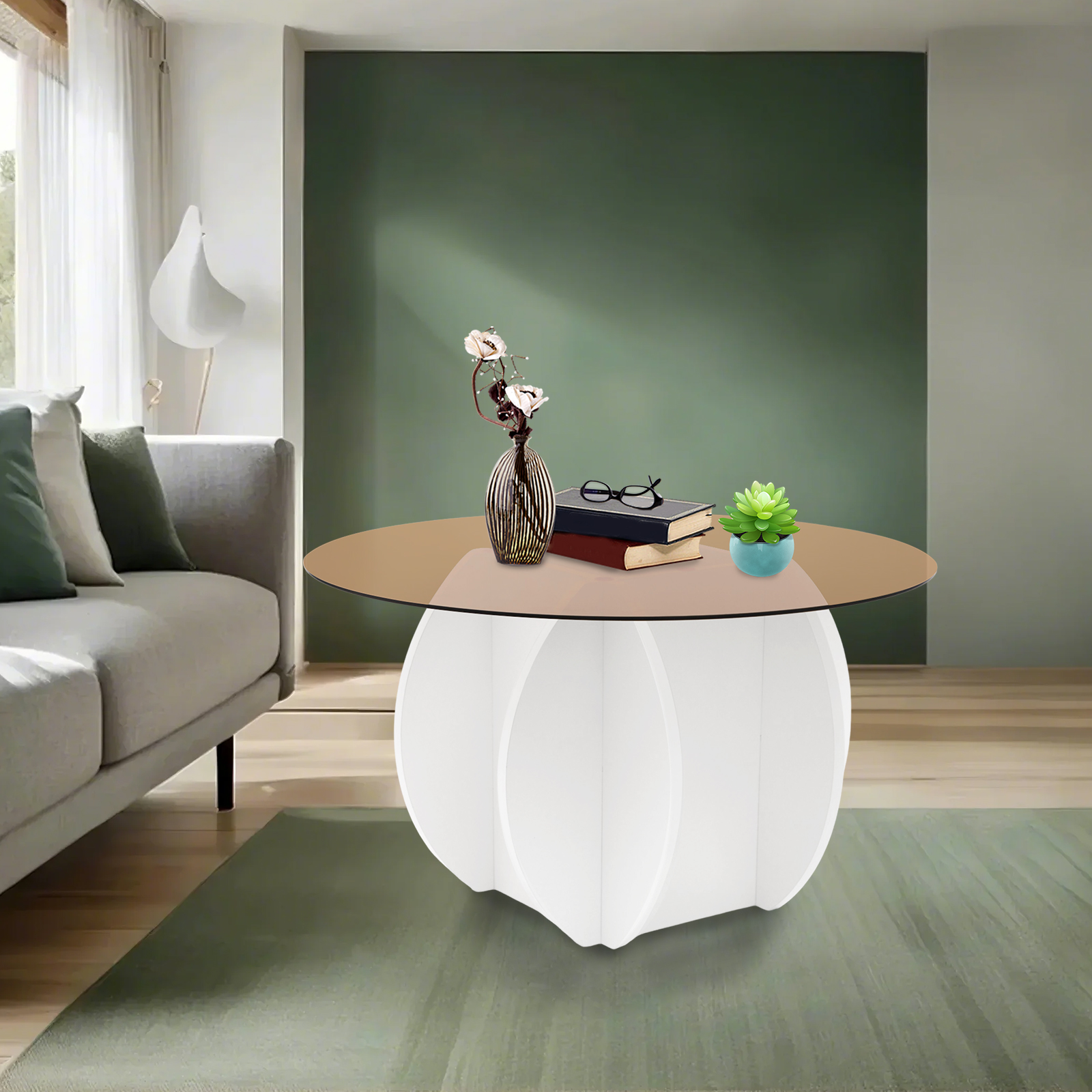 Modern Round Coffee Table 27.6 – Book Weight Glass recenzja i cena